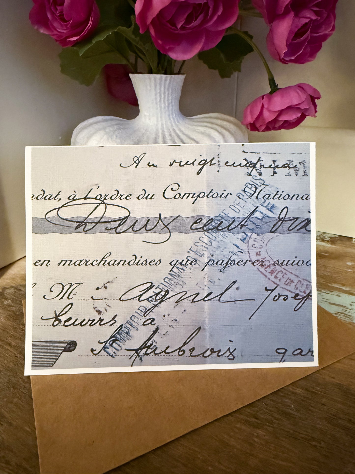 Vintage French Paper Greeting Card