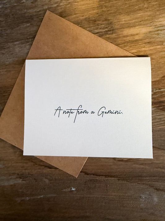 A Note From A Gemini Greeting Card (Cali)
