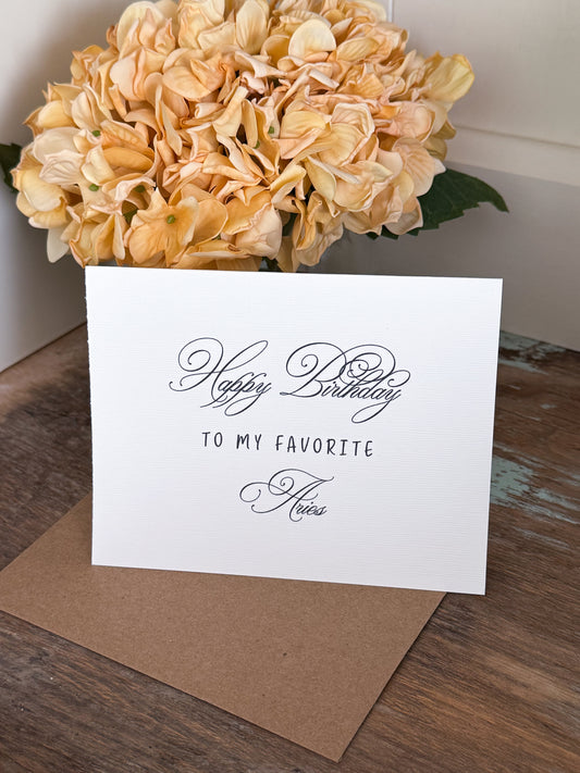 Happy Birthday To My Favorite Aries Greeting Card