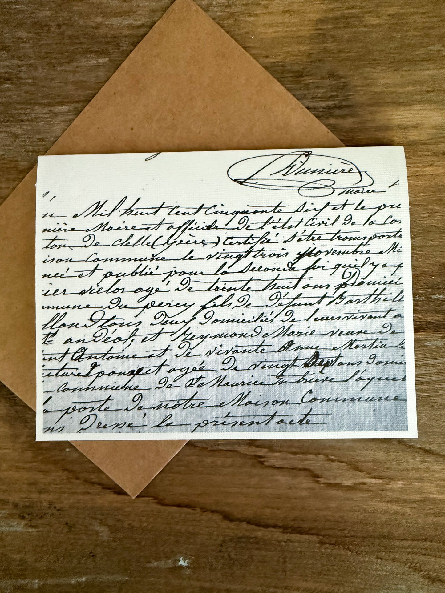 Vintage French Handwritten Greeting Card