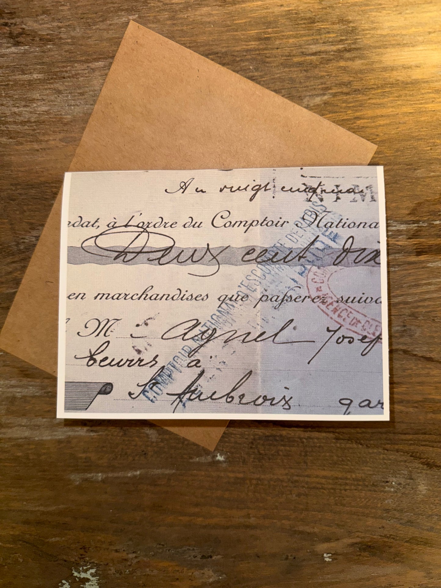 Vintage French Paper Greeting Card
