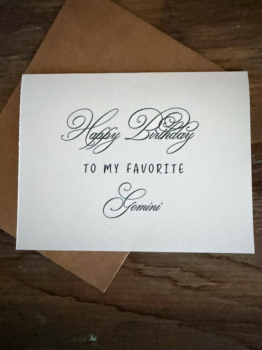 Gemini Birthday Card Greeting Card (scroll)