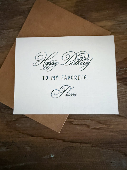 Pisces Birthday Card Greeting Card (scroll)