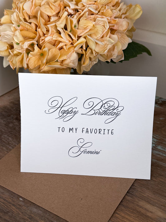 Happy Birthday To My Favorite Gemini Greeting Card