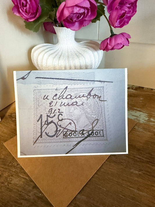 Vintage French Stamp Greeting Card