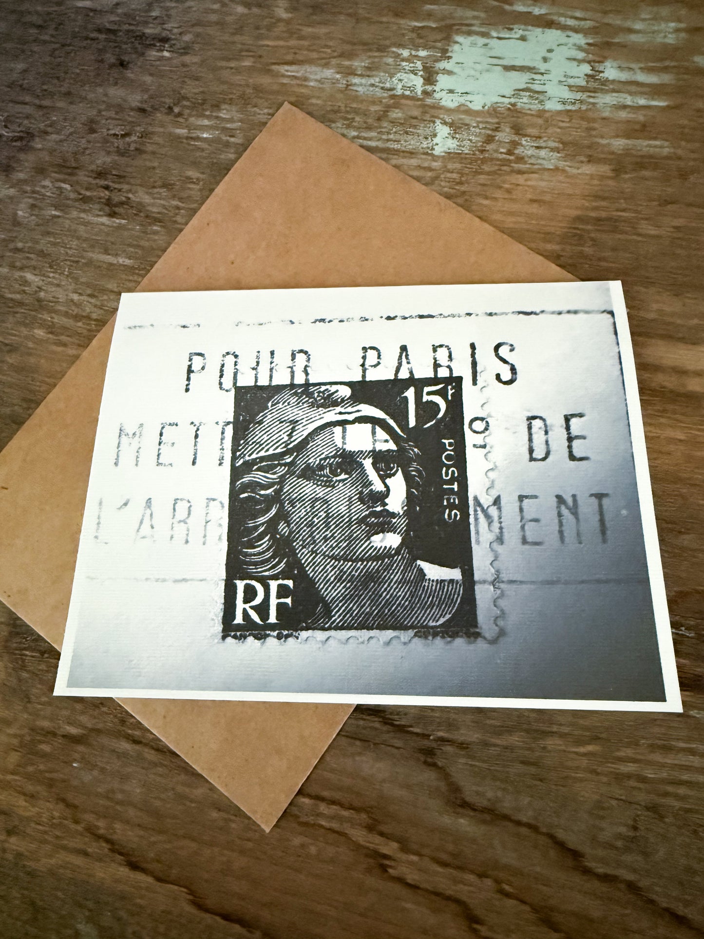 Vintage French Stamp 15 Greeting Card