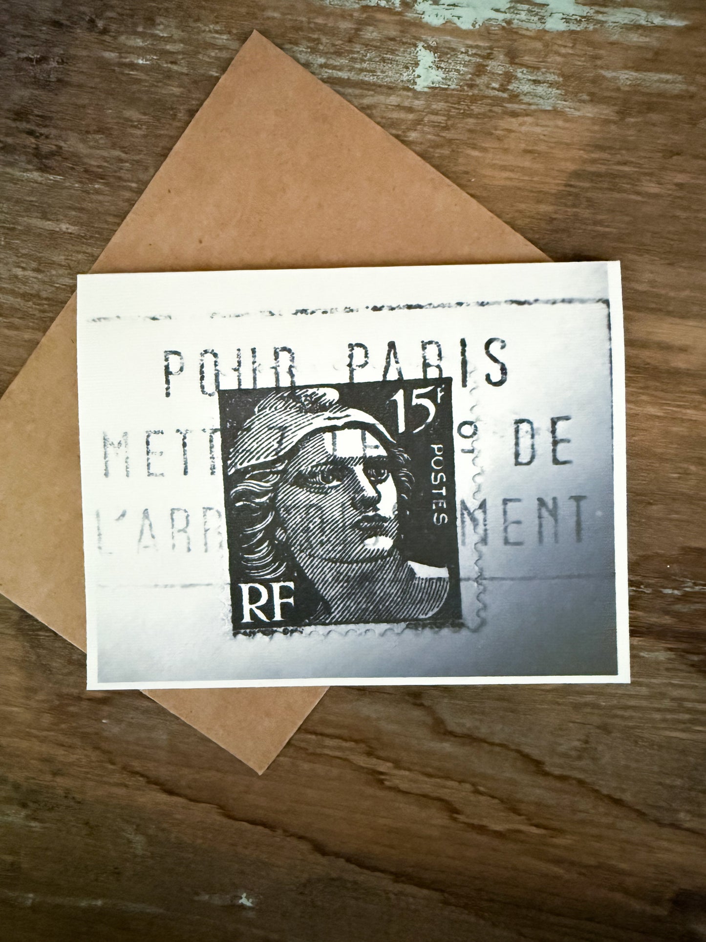 Vintage French Stamp 15 Greeting Card